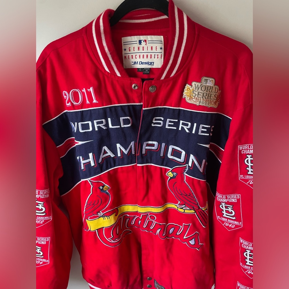 St. Louis Cardinals Rare 2011 World Series Bomber Jacket MLB Men’s size Large - Picture 4 of 7
